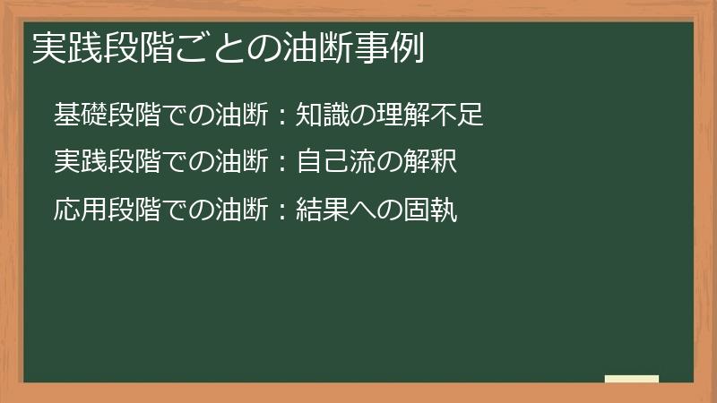 実践段階ごとの油断事例