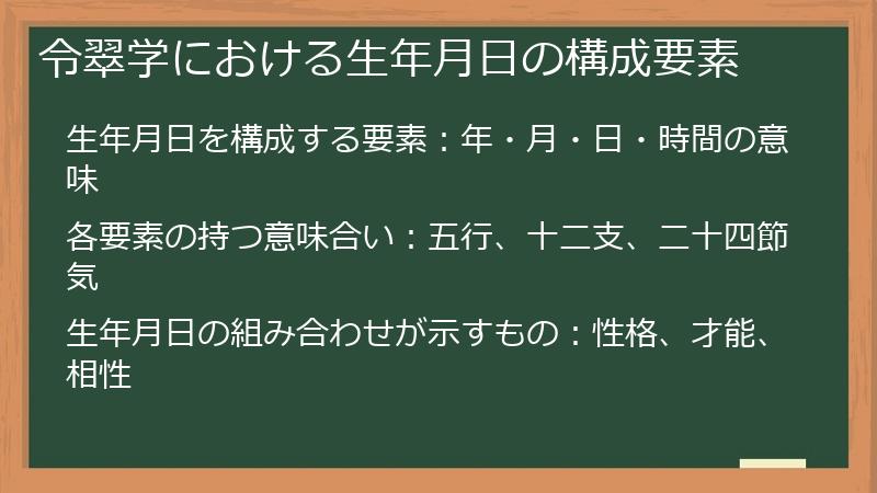 令翠学における生年月日の構成要素