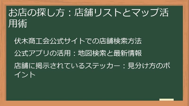 お店の探し方：店舗リストとマップ活用術