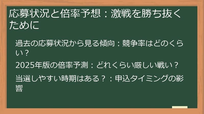応募状況と倍率予想：激戦を勝ち抜くために