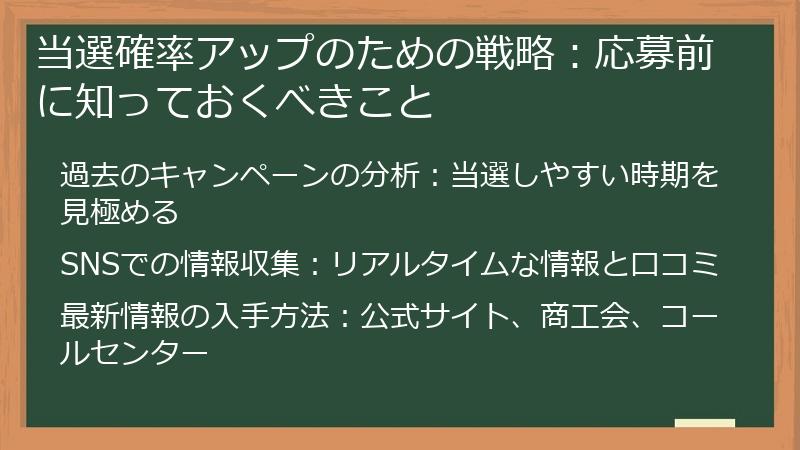 当選確率アップのための戦略:応募前に知っておくべきこと