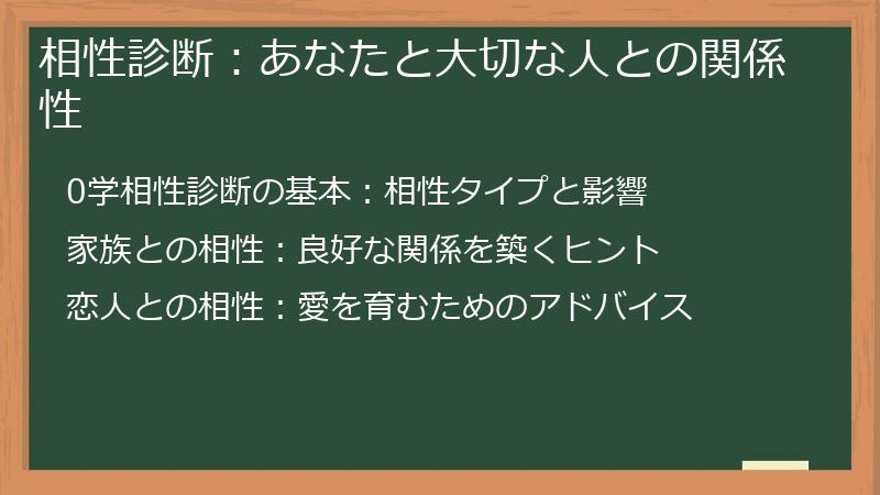 相性診断:あなたと大切な人との関係性