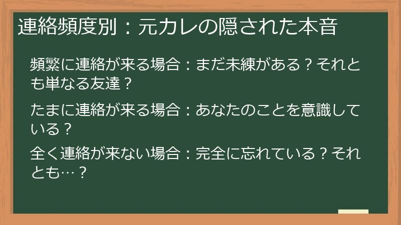 連絡頻度別：元カレの隠された本音