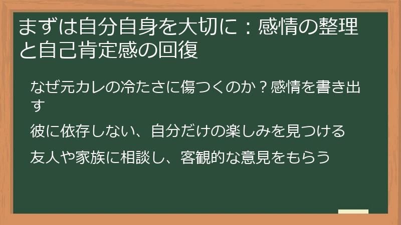 まずは自分自身を大切に:感情の整理と自己肯定感の回復