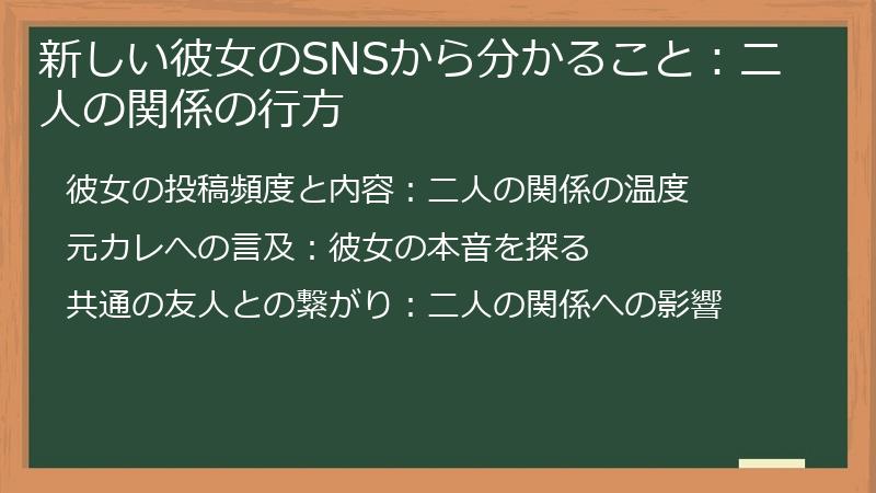 新しい彼女のSNSから分かること：二人の関係の行方