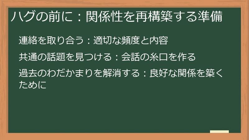 ハグの前に:関係性を再構築する準備