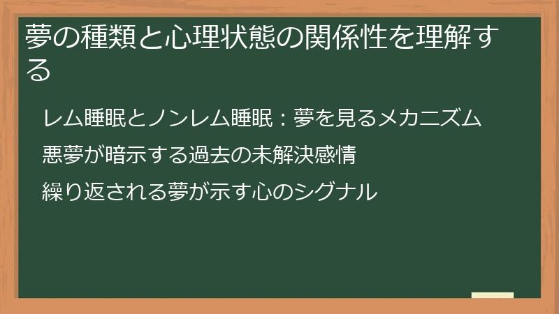 夢の種類と心理状態の関係性を理解する