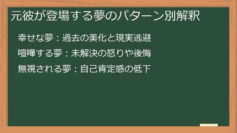 元彼が登場する夢のパターン別解釈