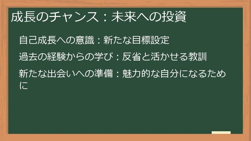 成長のチャンス：未来への投資