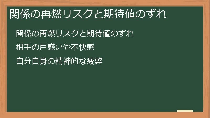 関係の再燃リスクと期待値のずれ