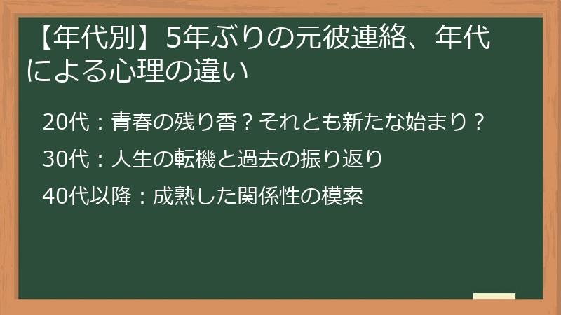 【年代別】5年ぶりの元彼連絡、年代による心理の違い
