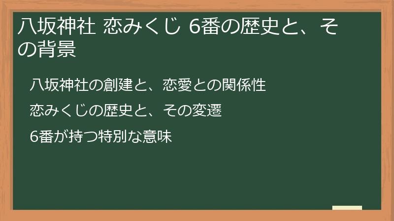 八坂神社 恋みくじ 6番の歴史と、その背景