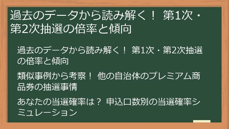 過去のデータから読み解く！ 第1次・第2次抽選の倍率と傾向