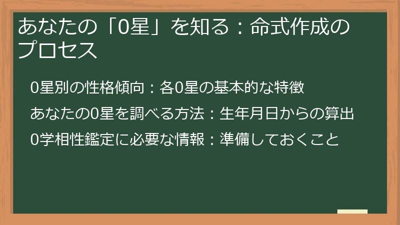 あなたの「0星」を知る:命式作成のプロセス