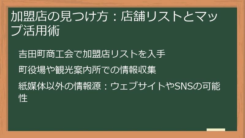 加盟店の見つけ方:店舗リストとマップ活用術