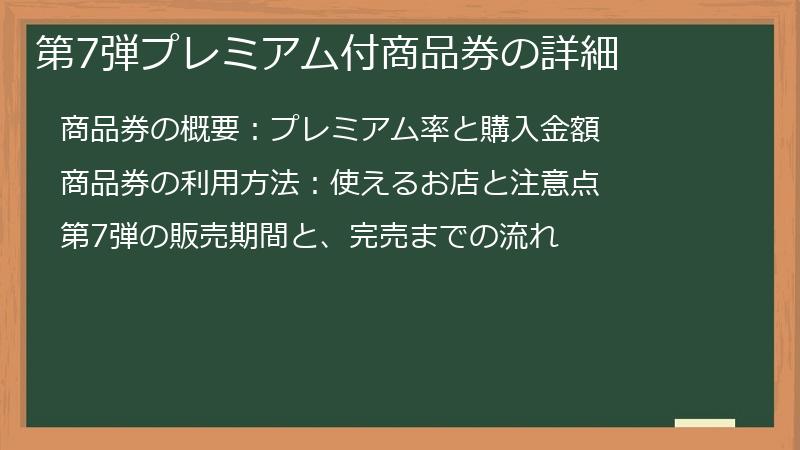 第7弾プレミアム付商品券の詳細