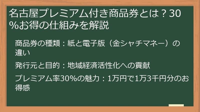 名古屋プレミアム付き商品券とは？30%お得の仕組みを解説