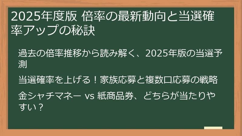 2025年度版 倍率の最新動向と当選確率アップの秘訣