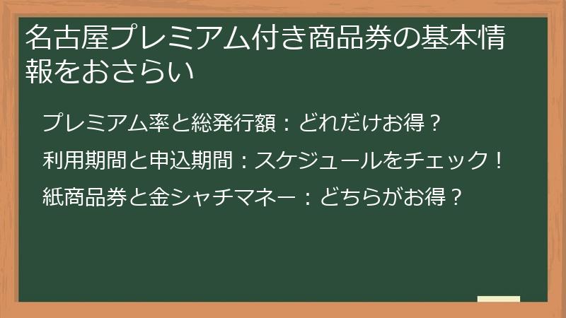 名古屋プレミアム付き商品券の基本情報をおさらい