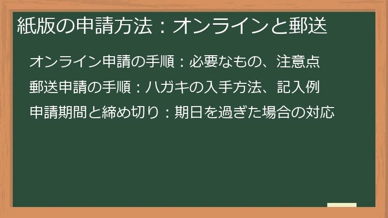 紙版の申請方法：オンラインと郵送