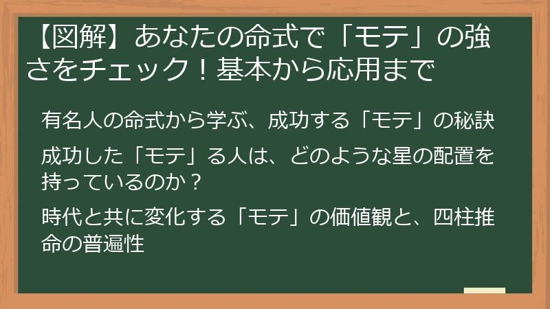 【図解】あなたの命式で「モテ」の強さをチェック！基本から応用まで