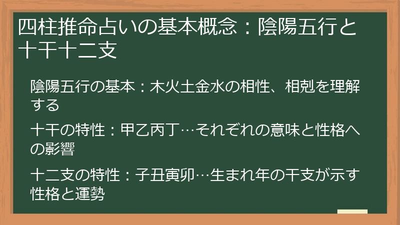 四柱推命占いの基本概念：陰陽五行と十干十二支