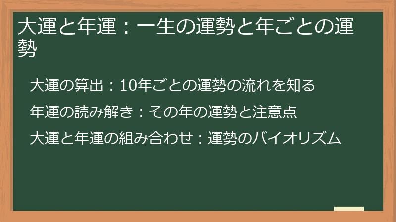 大運と年運：一生の運勢と年ごとの運勢