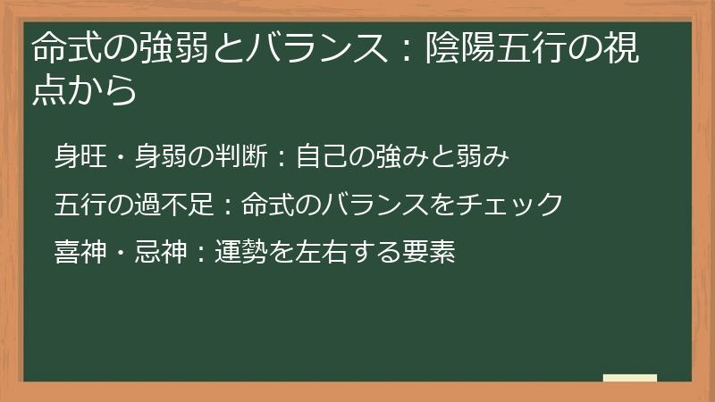 命式の強弱とバランス：陰陽五行の視点から