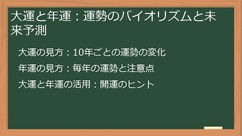 大運と年運:運勢のバイオリズムと未来予測
