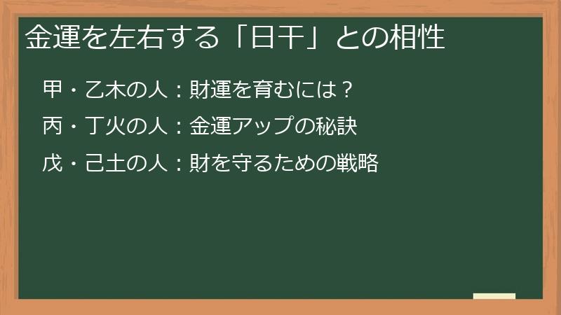 金運を左右する「日干」との相性