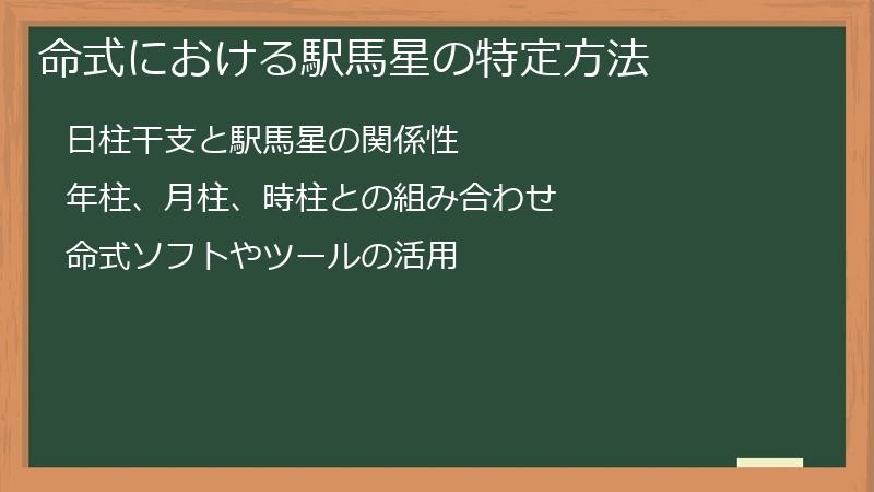 命式における駅馬星の特定方法