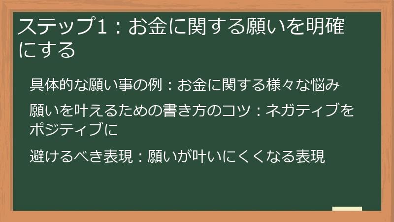 ステップ1:お金に関する願いを明確にする