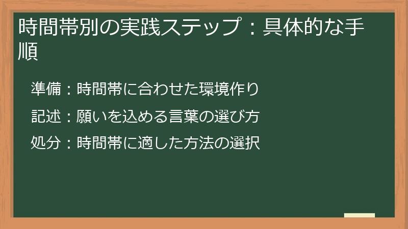 時間帯別の実践ステップ：具体的な手順