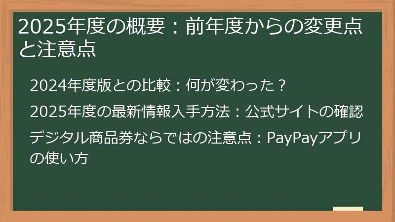 2025年度の概要：前年度からの変更点と注意点