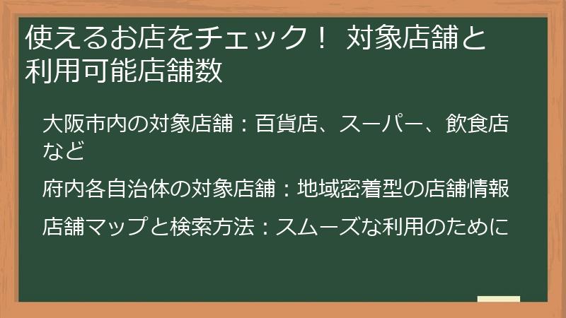 使えるお店をチェック！ 対象店舗と利用可能店舗数