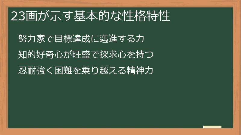 23画が示す基本的な性格特性