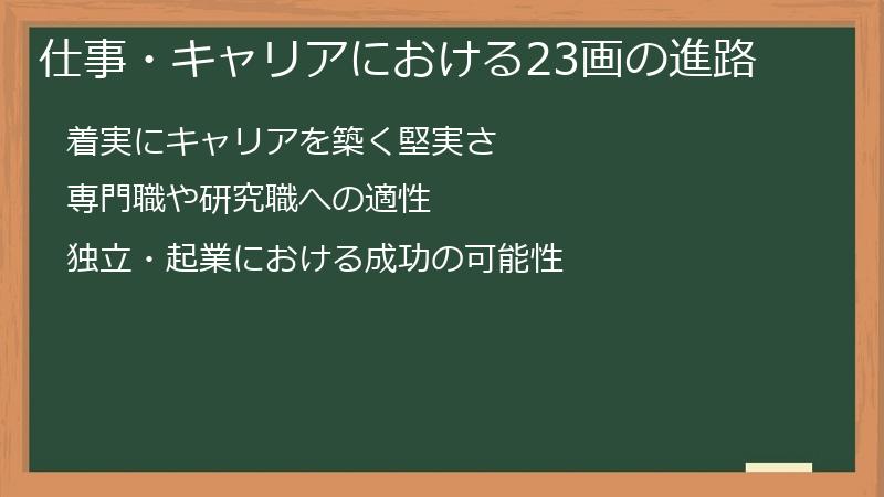 仕事・キャリアにおける23画の進路