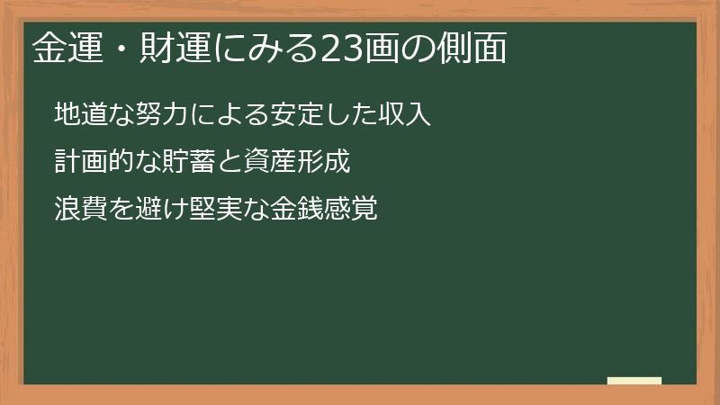 金運・財運にみる23画の側面