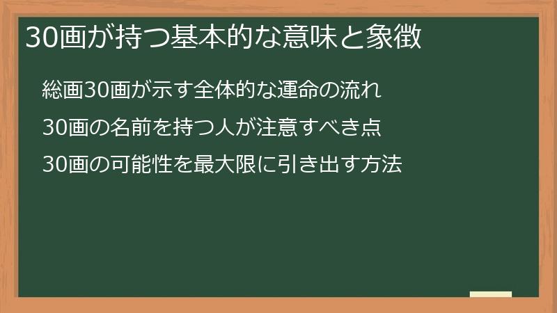 30画が持つ基本的な意味と象徴