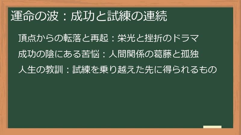 運命の波:成功と試練の連続