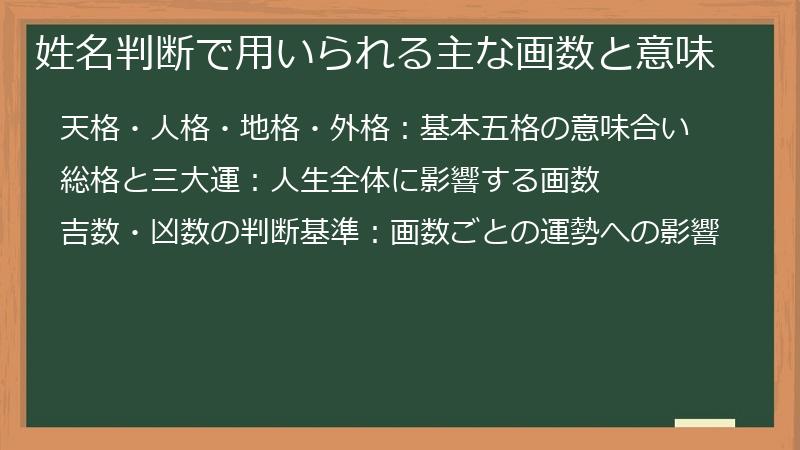 姓名判断で用いられる主な画数と意味