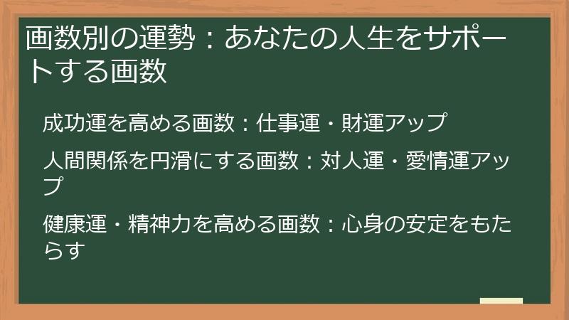画数別の運勢:あなたの人生をサポートする画数