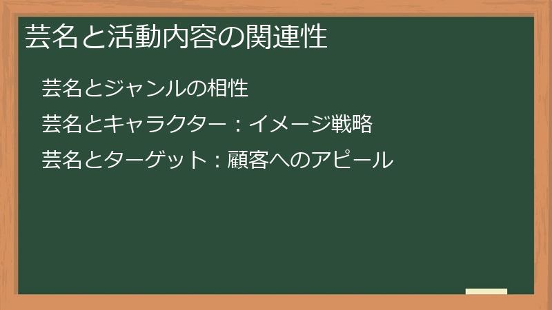 芸名と活動内容の関連性
