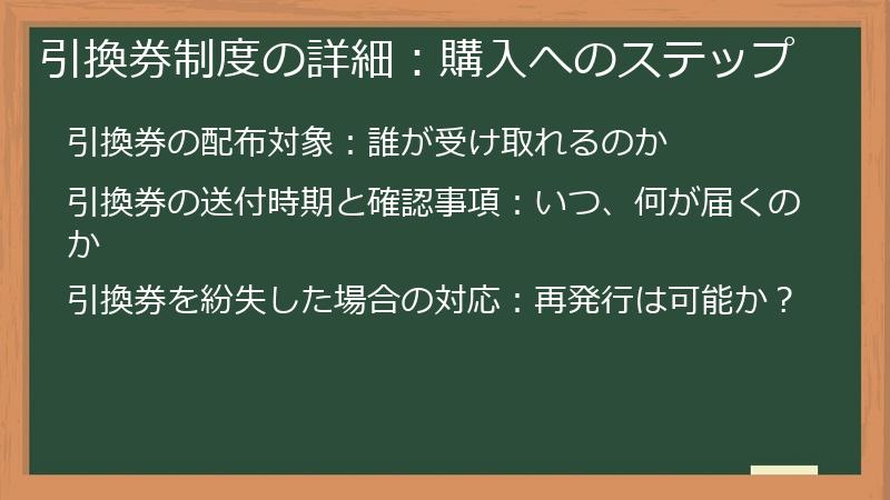 引換券制度の詳細:購入へのステップ