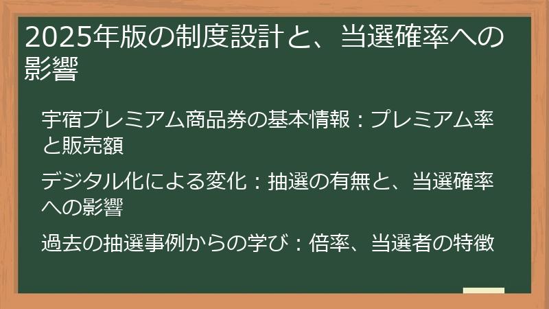 2025年版の制度設計と、当選確率への影響