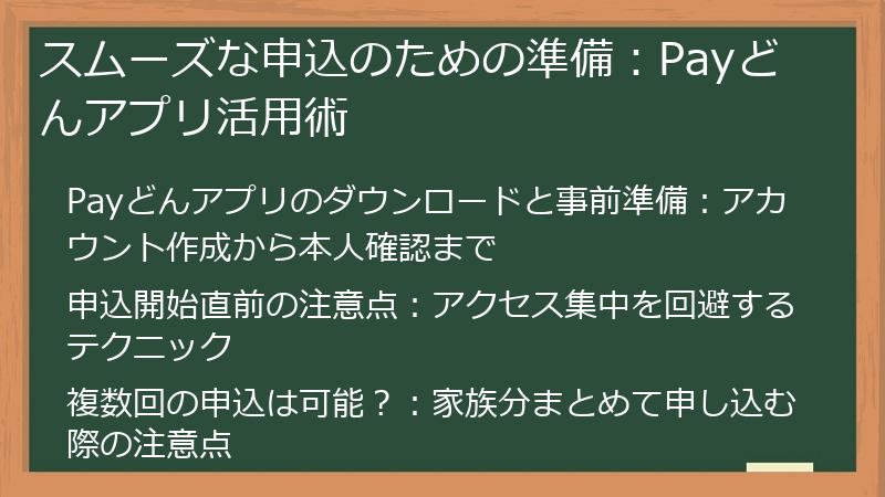 スムーズな申込のための準備：Payどんアプリ活用術