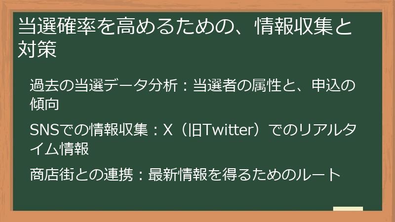 当選確率を高めるための、情報収集と対策