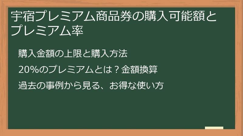 宇宿プレミアム商品券の購入可能額とプレミアム率