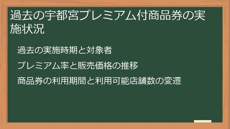 過去の宇都宮プレミアム付商品券の実施状況
