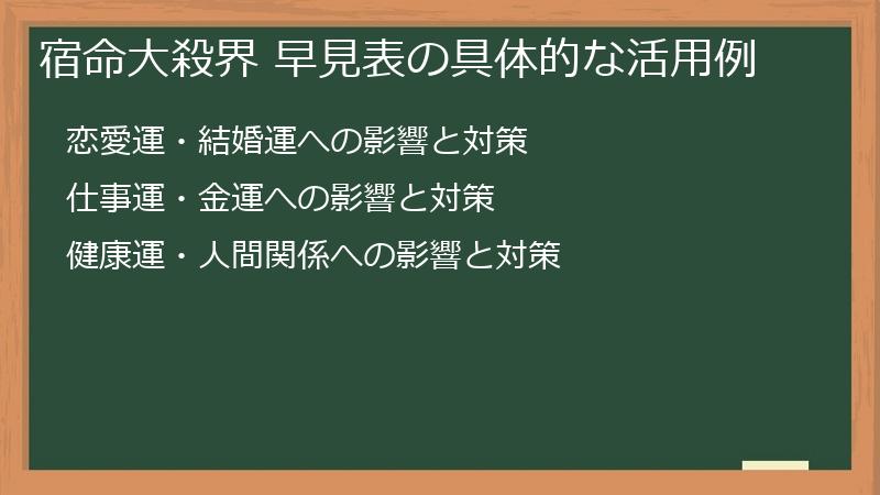 宿命大殺界 早見表の具体的な活用例
